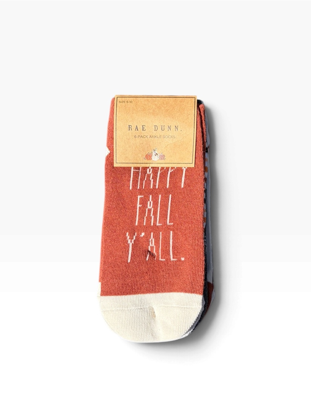 Rae Dunn 6 Pack Ankle Socks - 'Happy Fall Y'all' โThankfulโ โAutumn Vibesโ